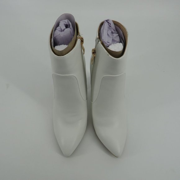 IDIFU Women's White Ankle Boots Pointed Toe Block Heel Size 5 NIB - Picture 2 of 6